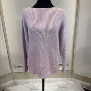 LOFT Lavender Ribbed Sweater Small Pastel Minimalist Cozy Knit